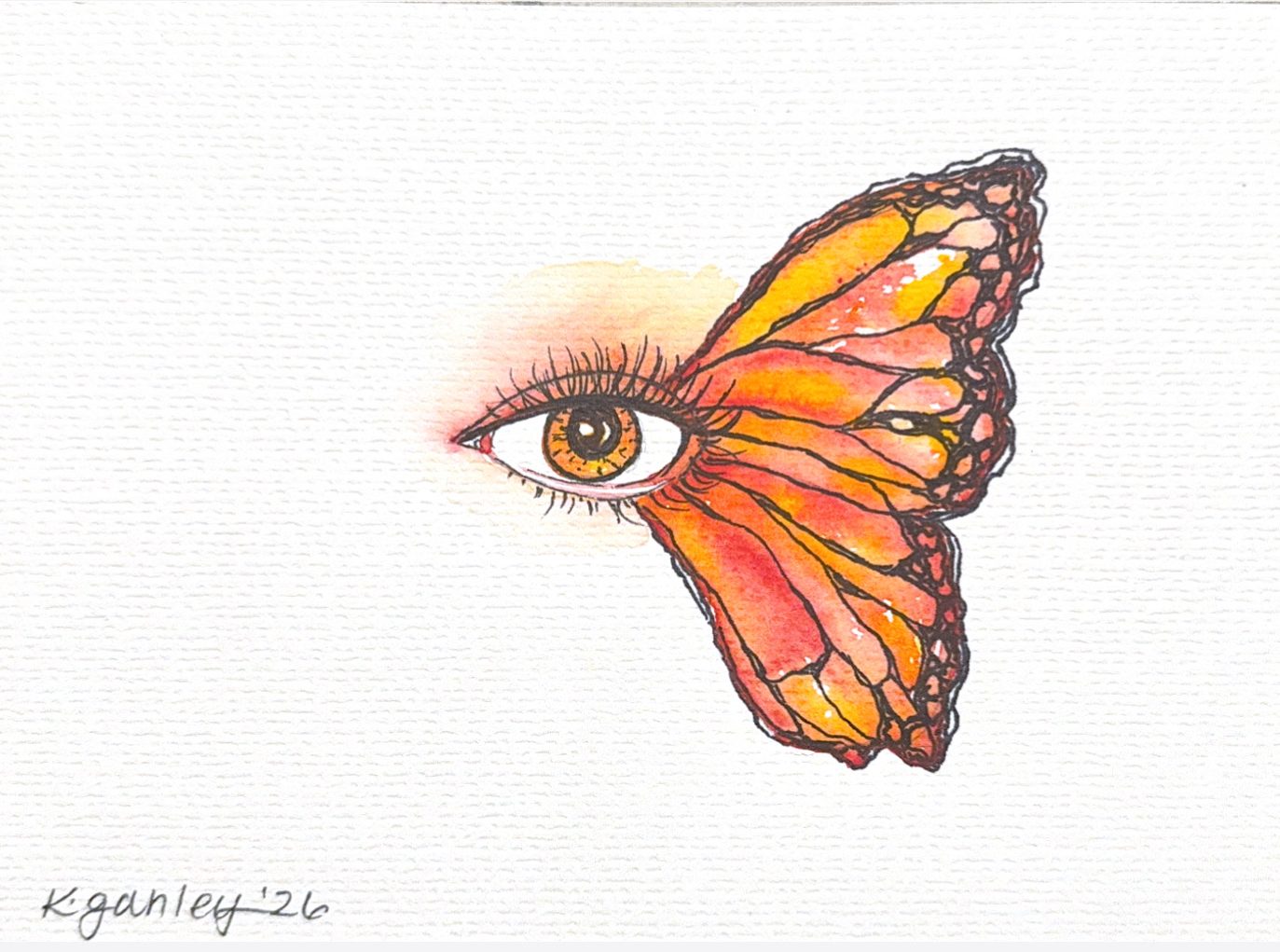 Watercolor – Whimsical Butterfly Eye - Image 3
